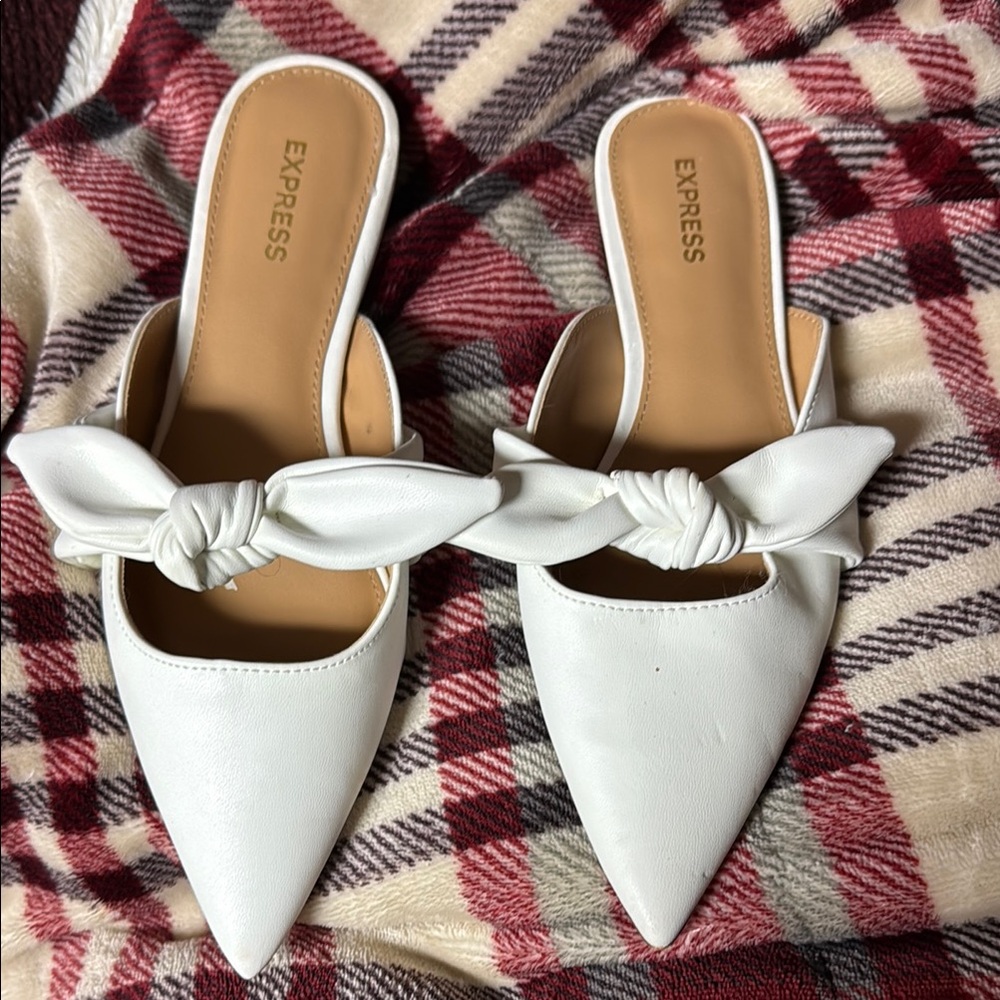 Express Women's White Knotted Mules